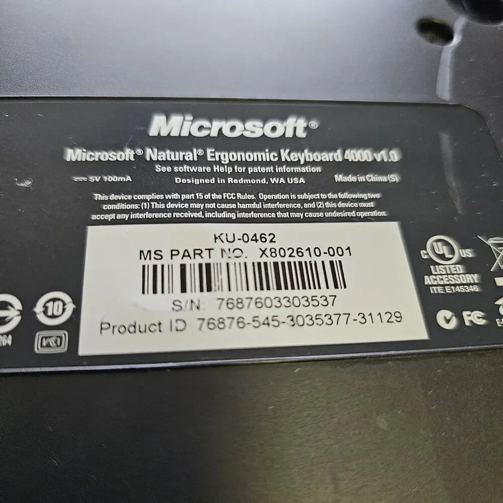 Microsoft natural ergonomic keyboard 4000 v1.0